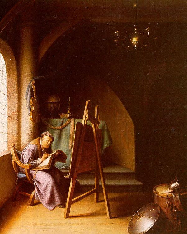 Gerrit Dou Man Writing in an Artist's Studio oil painting picture
